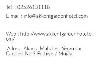 Akkent Garden Hotel iletiim bilgileri